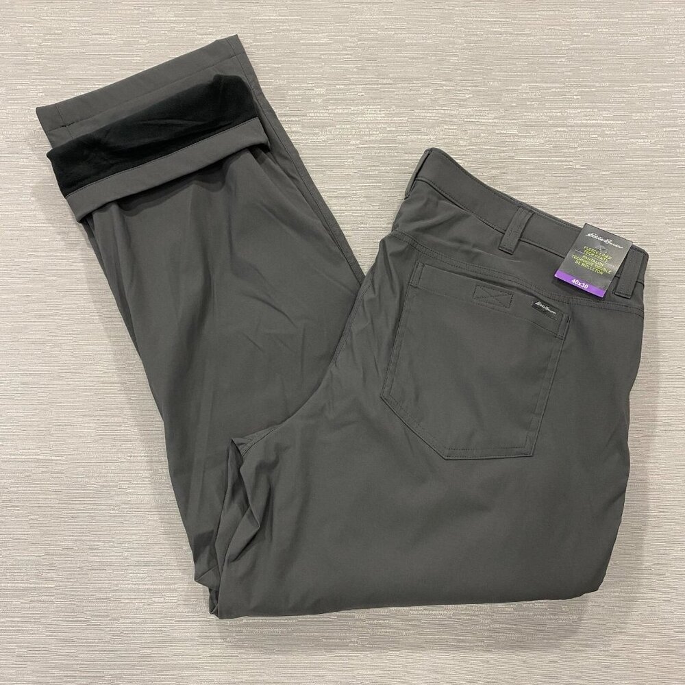 Eddie Bauer Fleece Lined Tech Pants Mens 40 x 30 Gray Water Repellent Insulated